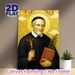 Catholic Saint Religious Painting Poster, Gilded Traditional Icon-style Poster, Reverent Religious Artwork With Saint, Cross, Book And Angel Elements_maomaolike.com