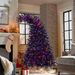 6FT Artificial Fir Bent Top Halloween Christmas Tree, Xmas Tree Bendable Grinch Style Christmas Tree Holiday Decoration W/1,080 Lush Branch Tips, 300 LED Lights X-mas Halloween Style_maomaolike.com