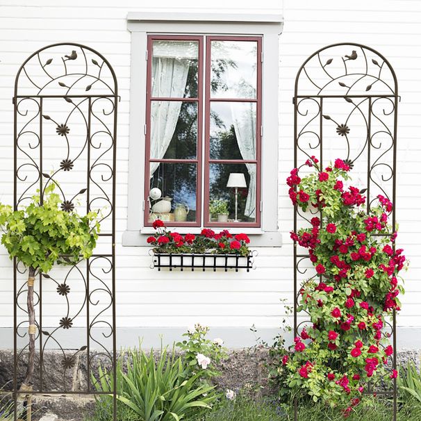 4 Pack Metal Garden Trellis 86.7" X 19.7" Rustproof Trellis For Climbing Plants Outdoor Flower Support Brown_maomaolike.com