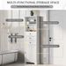 White Tall Storage Cabinet With 3 Drawers And Adjustable Shelves For Bathroom, Kitchen And Living Room, MDF Board With Painted Finish_maomaolike.com