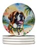 Saint Bernard Luau Large Sandstone Coasters Pack Of 4 Absorbent Round Coasters Decor Gifts For Men Or Women, 4 In, Multicolor_maomaolike.com