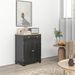 Kitchen Storage Cabinet, Sideboard Floor Cupboard With Solid Wood Top, Adjustable Shelf, And 2 Drawers, Distressed Black_maomaolike.com