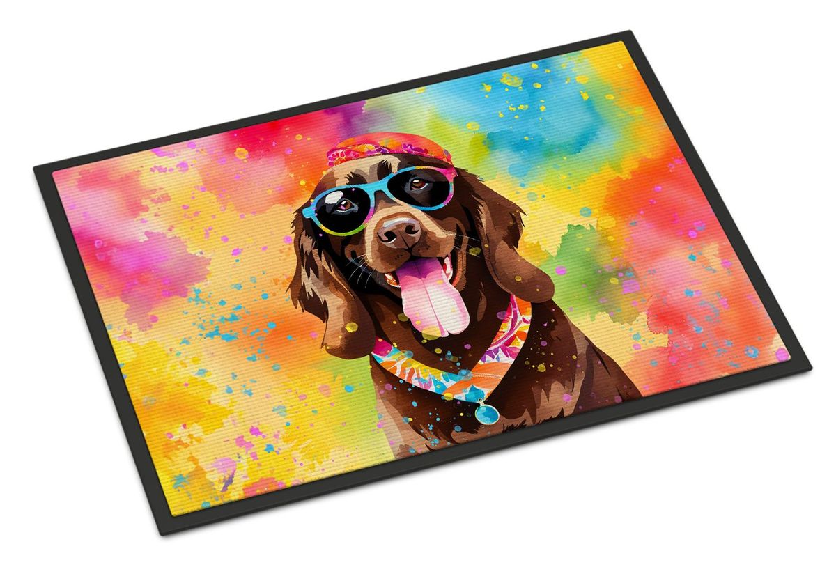 Chocolate Labrador Hippie Dawg Doormat Front Door Mat Indoor Outdoor Rugs For Entryway, Non Slip Washable Low Pile, 24H X 36W_maomaolike.com