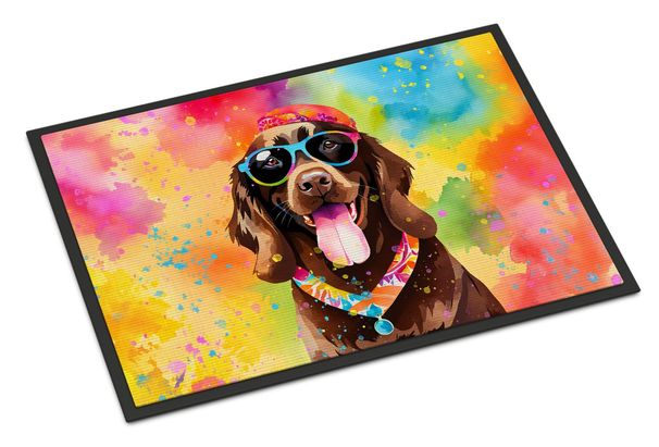 Chocolate Labrador Hippie Dawg Doormat Front Door Mat Indoor Outdoor Rugs For Entryway, Non Slip Washable Low Pile, 24H X 36W_maomaolike.com