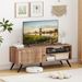 TV Stand For TVs Up To 55 Inch Mid Century Modern Entertainment Center With Storage Cabinet 5 Raised Support Legs Cable Management Hole_maomaolike.com