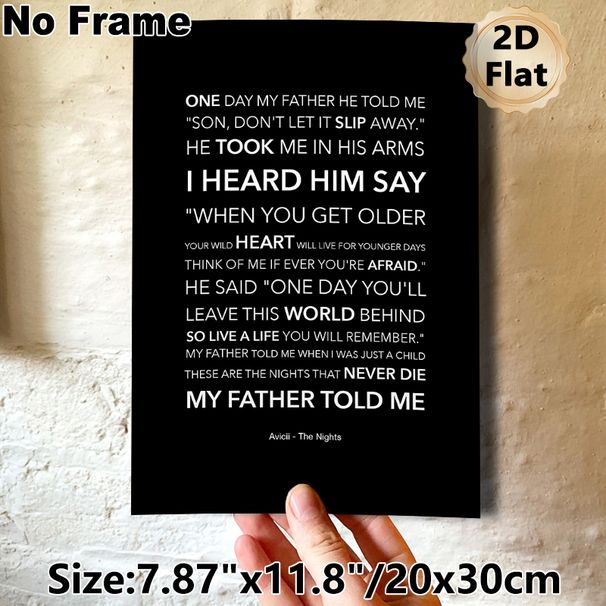 Father's Inspirational Lyric Painting Poster, Minimalist Black & White Typographic Poster, Thought-provoking Motivational Words, Ideal For Bedroom_maomaolike.com