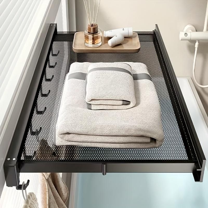 Compact Design Space-Saving Invisible Folding Balcony Net Cloth Drying Rack_maomaolike.com