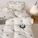 Wholesale INS Korean Bowknot Embroidery Skin-friendly Soft Brushed Four-piece Princess Style Ruffled Edge 4-piece Set_maomaolike.com
