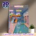 Indoor Water Park Painting Poster, Retro Pastel-toned Water Slides & Pool Scene Poster, Nostalgic Eye-catching Wall Decor For Home, Entertainment_maomaolike.com