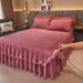 Winter Warm Baby Quilted Lace Skirt Single Piece Infant Thickened Coral Fleece 1.68m Bed Mat Cover_maomaolike.com