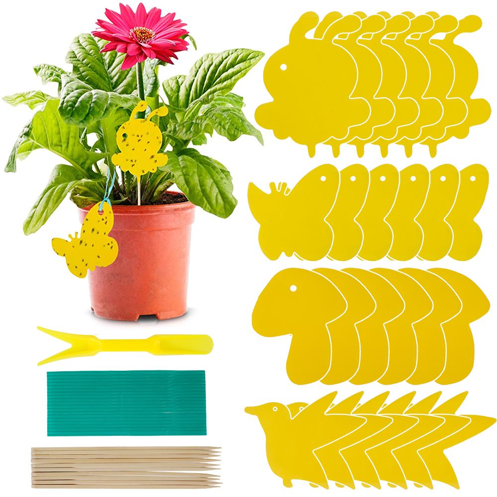 59Pcs Yellow Fly Dual-Sided Trap Plastic Bug Insect Gnat Traps Sticky Board For Mosquitos Fungus Gnats Flying_maomaolike.com