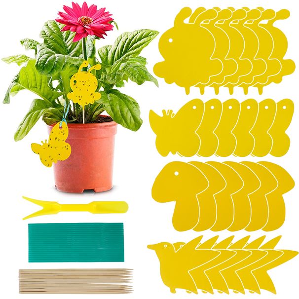 59Pcs Yellow Fly Dual-Sided Trap Plastic Bug Insect Gnat Traps Sticky Board For Mosquitos Fungus Gnats Flying_maomaolike.com