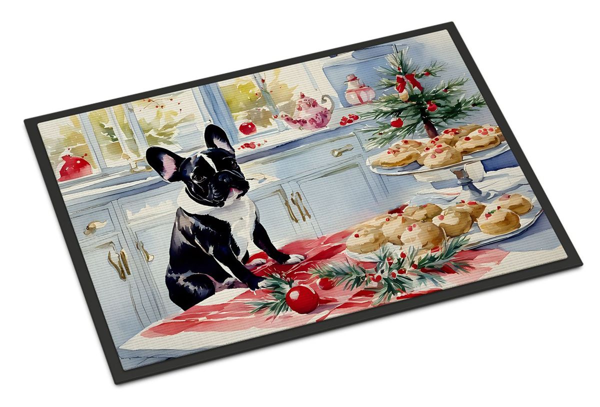 French Bulldog Christmas Cookies Doormat Front Door Mat Indoor Outdoor Rugs For Entryway, Non Slip Washable Low Pile, 24H X 36W_maomaolike.com