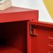 Industrial End Table, Living Room Side Table With Locker-Style Door And Adjustable Shelf, Red_maomaolike.com