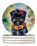 Affenpinscher Luau Large Sandstone Coasters Pack Of 4 Absorbent Round Coasters Decor Gifts For Men Or Women, 4 In, Multicolor_maomaolike.com