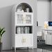 73 In Tall Metal Arched Cabinet, Kitchen Pantry Cabinet With Glass Door, Modern Farmhouse Arched Bookcase With 2 Adjustable Shelves For Living Room, White, Assembly Required_maomaolike.com