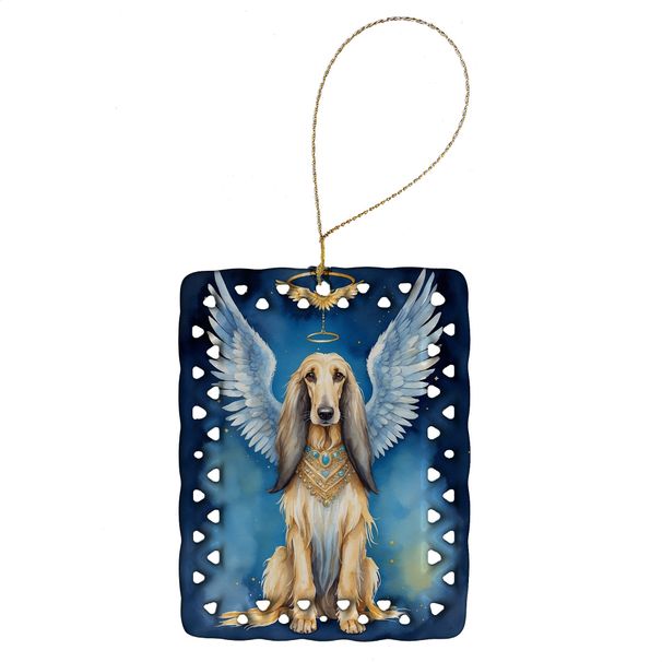 Afghan Hound My Angel Porcelain Ornament Christmas Tree Hanging Decorations For Home Christmas Holiday, Rectangle, Gift, Multicolor_maomaolike.com