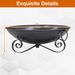 24 Inch Heavy-Duty Metal Fire Pit Bowl Outdoor Wood-Burning Firepit With Handles_maomaolike.com
