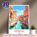 Venice Canal Themed Painting Poster, Vibrant Flat-style Colorful Waterway With Boats & Mediterranean Buildings Poster, Brings Warm Travel-inspired_maomaolike.com