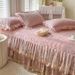 Winter Princess Single Piece Milk Coral Fleece Style Sheet Quilted Thickened Cover With Edge Bed Skirt_maomaolike.com