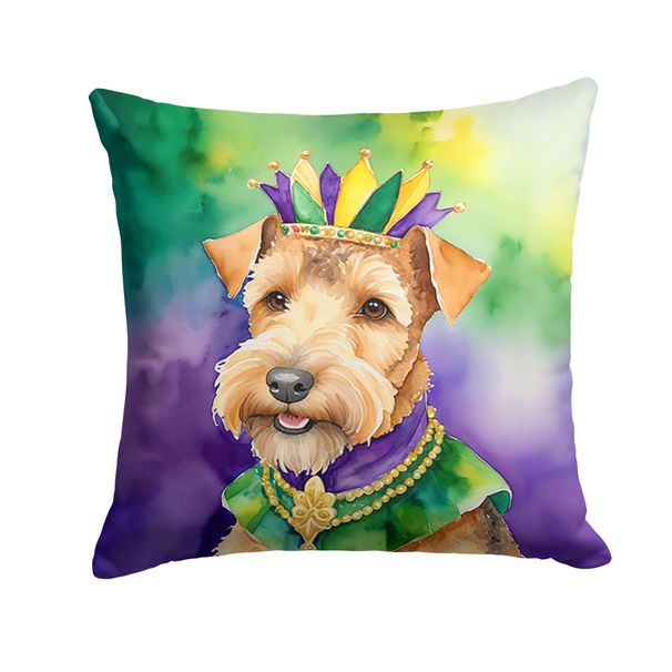 Lakeland Terrier King Of Mardi Gras Throw Pillow Machine Washable, Indoor Outdoor Decorative Pillow For Couch, Bed Or Patio, 18Hx18W_maomaolike.com