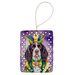 English Springer Spaniel King Of Mardi Gras Porcelain Ornament Christmas Tree Hanging Decorations For Home Christmas Holiday, Rectangle, Gift, Multicolor_maomaolike.com