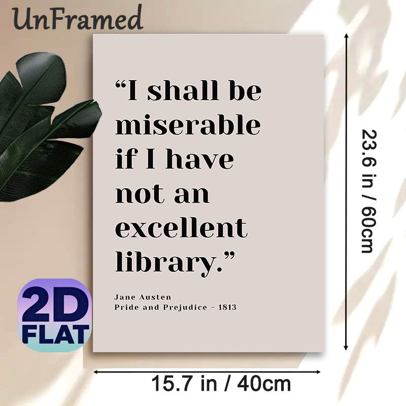 Jane Austen Library Quote Painting Poster, Minimalist Typography Poster, Classic Literary Quote Decor, Ideal For Home Study, Reading Room And Book_maomaolike.com