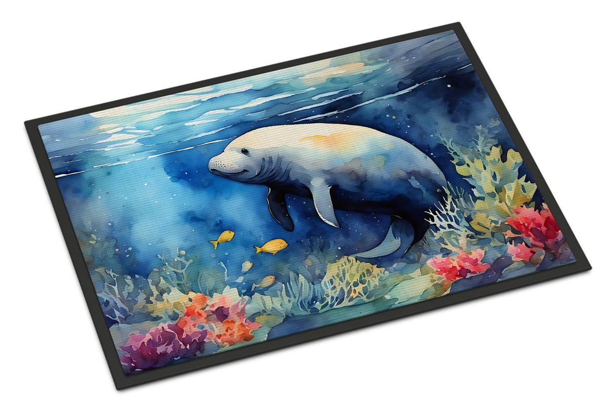 Manatee Doormat Front Door Mat Indoor Outdoor Rugs For Entryway, Non Slip Washable Low Pile, 24H X 36W_maomaolike.com
