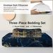 Chic Bedding White Marble Gilded Navy Blue Trendy Printed Design Bed Quilt Set Double 1 Duvet Cover 2 Pillowcases_maomaolike.com