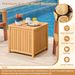 2-in-1 Outdoor Side Table With Storage Acacia Wood Slatted Coffee Table Square/Round Slatted End Storage Box As Side Table And Storage Box Reinforced Crossbars And Protective Foot Pads_maomaolike.com