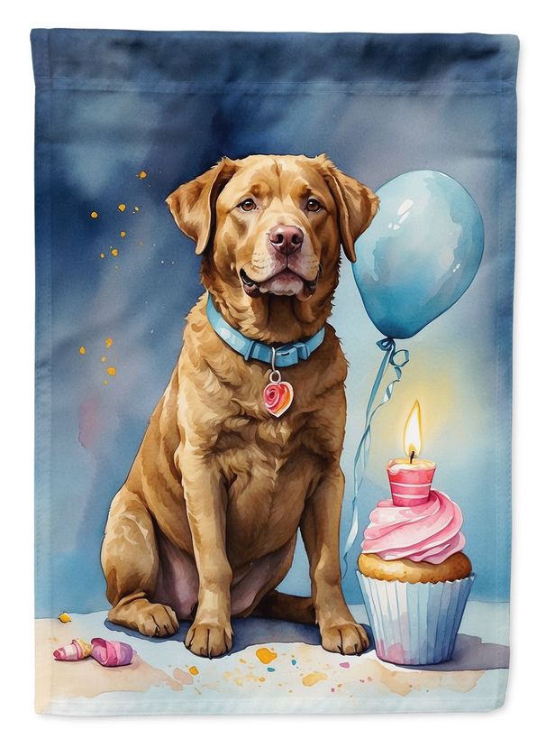 Chesapeake Bay Retriever Happy Birthday House Flag Large Porch Sleeve Pole Decorative Outside Yard Banner Artwork Wall Hanging, Polyester, House Size, Multicolor_maomaolike.com