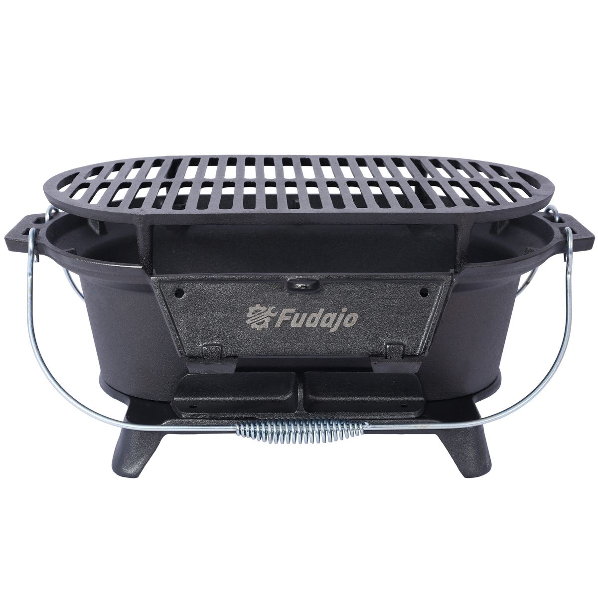 Oval Cast Iron Grill Outdoor, Portable Charcoal Grill And Tabletop Cast Iron Skillet - 100% Cast Iron, Enameled, Durable, Small Charcoal Grill, Camping Stove, Hibachi Grill_maomaolike.com