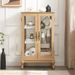 2 Doors Curio Cabinet With Tempered Glass Doors, Curio Cabinets With Mirrored Back Panel And Adjustable Shelves, Lighted Display Cabinet For Home, Office Light Bulb Included Cherry_maomaolike.com
