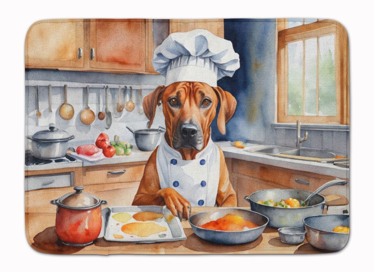 Rhodesian Ridgeback The Chef Memory Foam Kitchen Mat Machine Washable Anti-Fatigue Mat Cushion Comfort Bath Mat Or Kitchen Rug_maomaolike.com