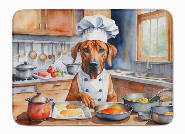 Rhodesian Ridgeback The Chef Memory Foam Kitchen Mat Machine Washable Anti-Fatigue Mat Cushion Comfort Bath Mat Or Kitchen Rug_maomaolike.com