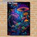 Psychedelic Mushroom Painting Poster, Vibrant Whimsical Fantasy Forest Scene Poster, Eye-catching Vivid Hues, Suitable For Living Room, Bedroom Or_maomaolike.com