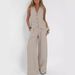 Women's Clothing new fashion vest trousers collage stitching cotton and linen casual suit_maomaolike.com