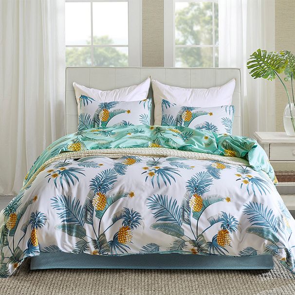 Floral Duvet Cover Queen Comforter Cover Soft Brushed Printing Three Piece Set_maomaolike.com