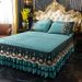 Winter Thickened Milk Skirt Three-Piece Set Quilted Cover Single Coral Fleece French Crystal Velvet Bed Sheet_maomaolike.com
