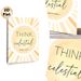 Sun & Inspirational Quote Painting Poster, Soft Watercolor Sunburst Design Poster, Uplifting "Think Celestial" Print Ideal For Living Room, Office_maomaolike.com
