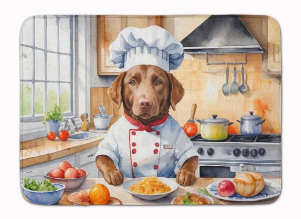 Chesapeake Bay Retriever The Chef Memory Foam Kitchen Mat Machine Washable Anti-Fatigue Mat Cushion Comfort Bath Mat Or Kitchen Rug_maomaolike.com