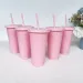 5pcs 24oz PP Colorful Straw Large Capacity Milk Tea Cup For Iced Coffee Cold Drinks Travel Office Party_maomaolike.com