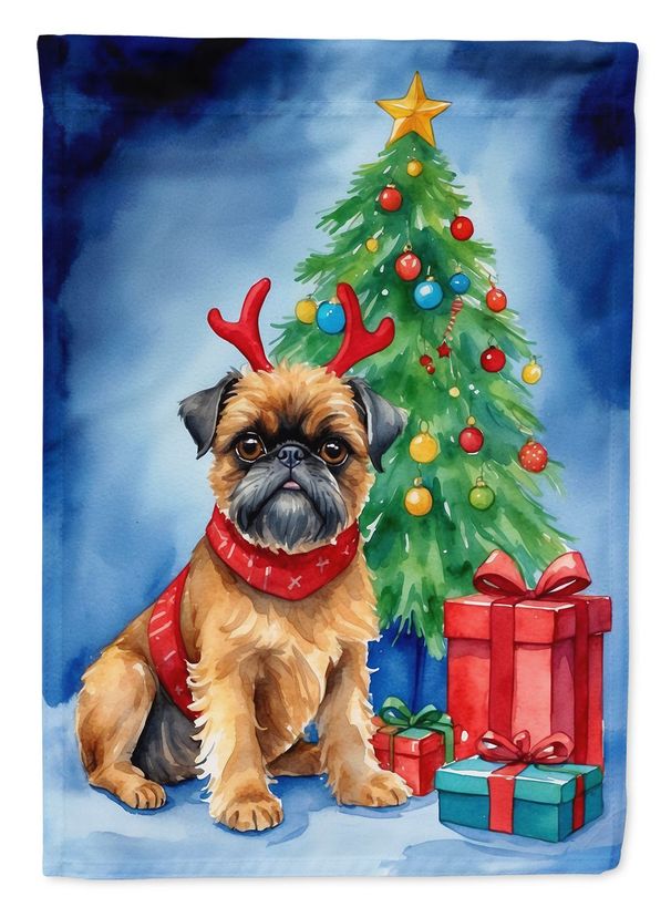 Brussels Griffon Christmas Reindeer House Flag Large Porch Sleeve Pole Decorative Outside Yard Banner Artwork Wall Hanging, Polyester, House Size, Multicolor_maomaolike.com