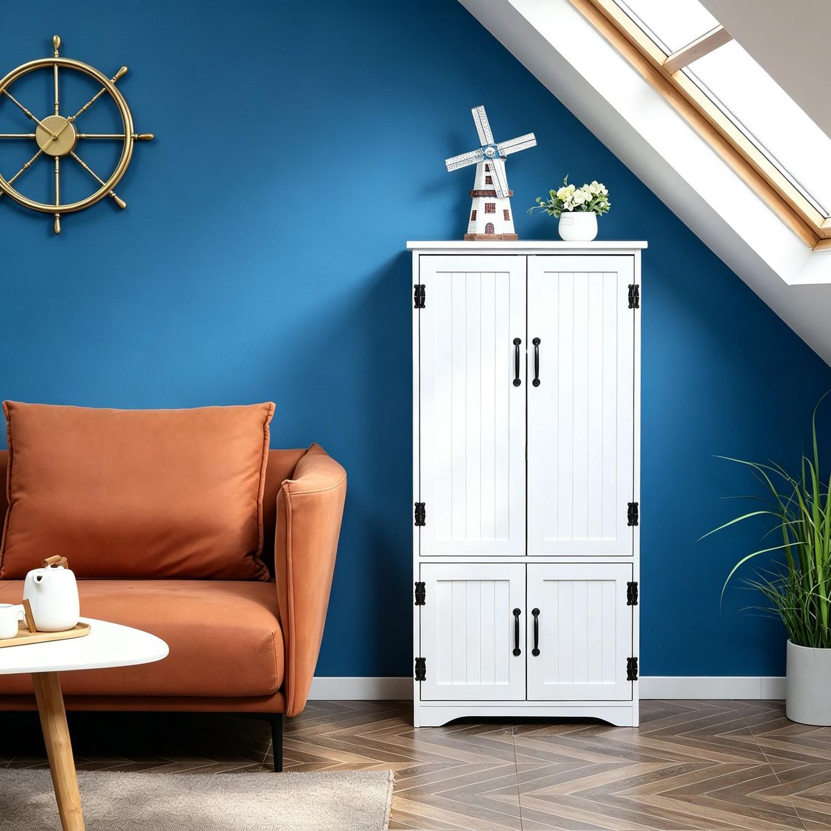 Accent Floor Storage Cabinet Kitchen Pantry With Adjustable Shelves_maomaolike.com