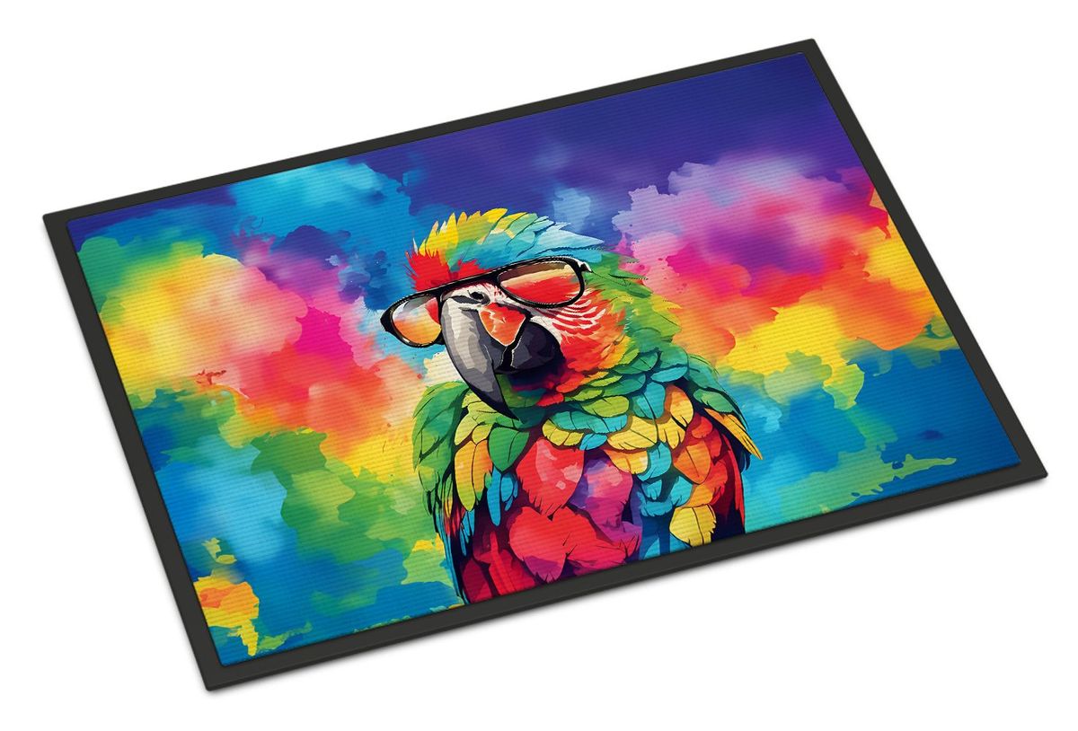 Hippie Animal Parrot Doormat Front Door Mat Indoor Outdoor Rugs For Entryway, Non Slip Washable Low Pile, 24H X 36W_maomaolike.com