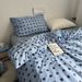 Wholesale INS Nordic Style Simple Mixed Blue And Black Plaid Pure Cotton Four-Piece Artistic Vintage All-Cotton Student Three-Piec_maomaolike.com