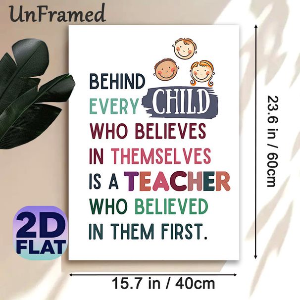 Inspirational Teacher Quote Painting Poster, Vibrant Colorful Text With Cheerful Faces Poster, Heartfelt Message Celebrating Educators, Suitable For_maomaolike.com