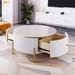 Modern Round Coffee Table With 2 Large Drawers Storage Accent Table(31.5'')_maomaolike.com