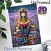 Lavender Field & Reading Girl Painting Poster, Dreamy Whimsical Illustrated Poster, Serene Glowing Floral Reading Scene Suitable For Bedroom, Reading_maomaolike.com