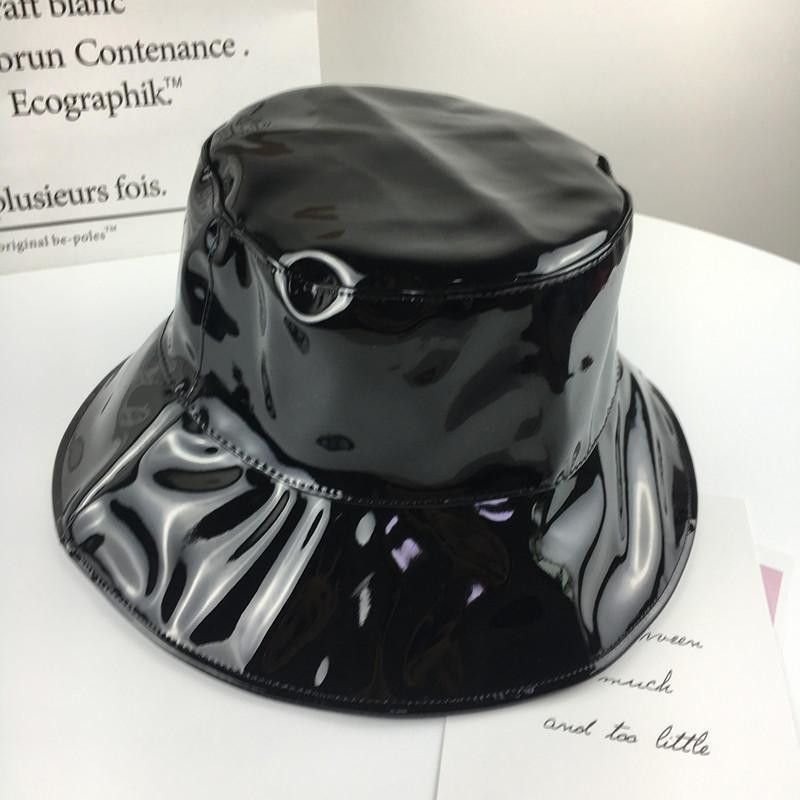 Hot Sale Leather Cotton Solid Bucket Fisherman Outdoor Travel Hat Foldable Sun Cap Hats for Men and Women 578_maomaolike.com
